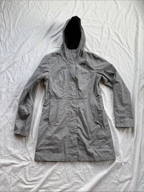 North Face City Midi Trench Hyvent Waterproof Coat Heather Gray Womens Small
